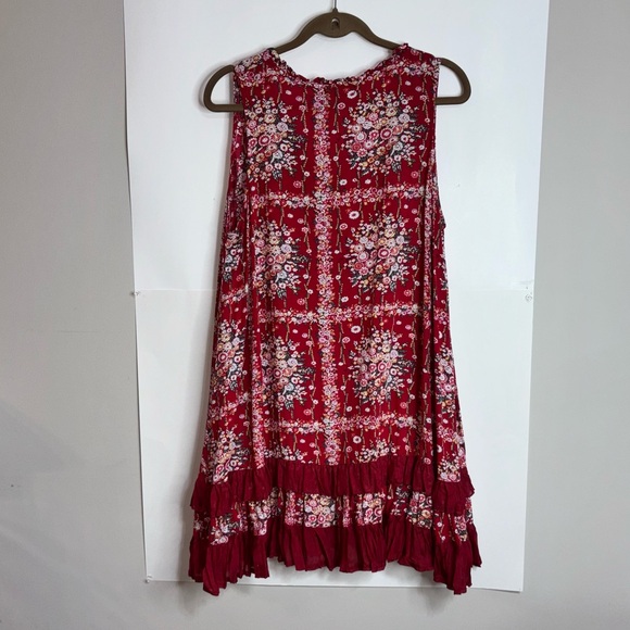 Raindrops Women’s Large Floral Sleeveless Red Dress Sundress Mini Ruffle - Picture 9 of 9